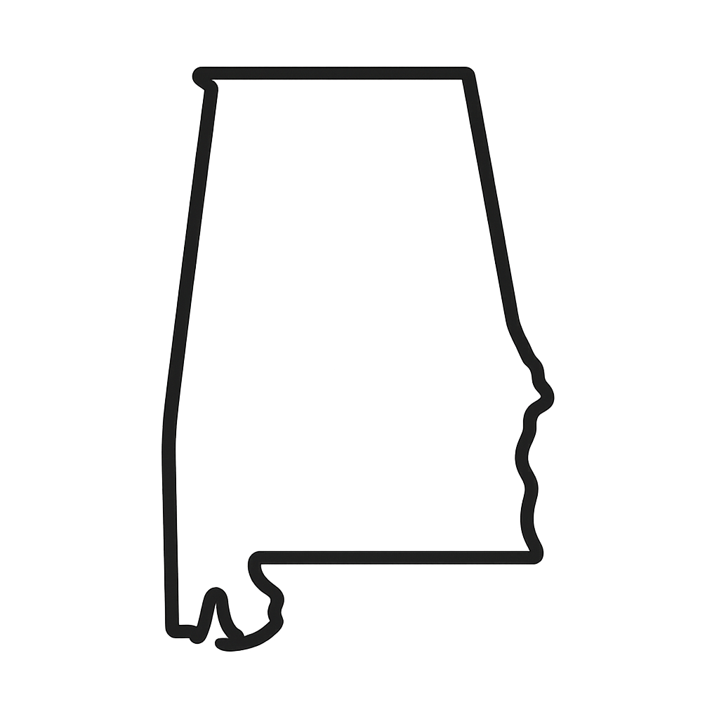 alabama state outline icon in black and white-1
